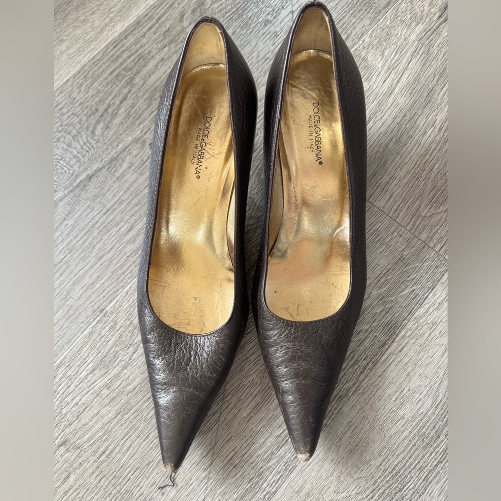 Dolce & Gabbana Dark Brown Leather Heels